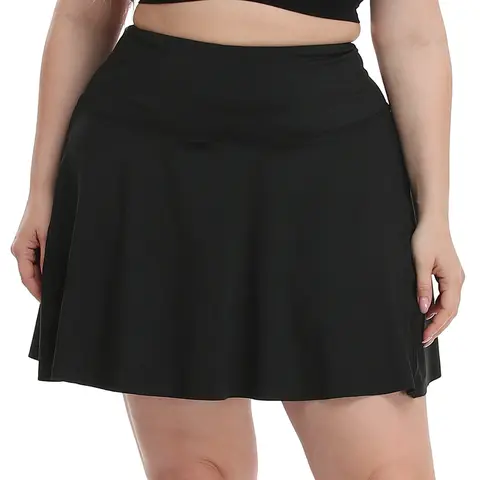 HDE Women's Plus Size Stretchy Sporty Skirt Skort - Polyester Blend (10% Spandex), Elastic Wide Waistband, Tummy Control, Pockets, Built-in Chafe-free Shorts, Quick Dry, UPF 50 Rating (1X, 3X Available) for Tennis, Golf