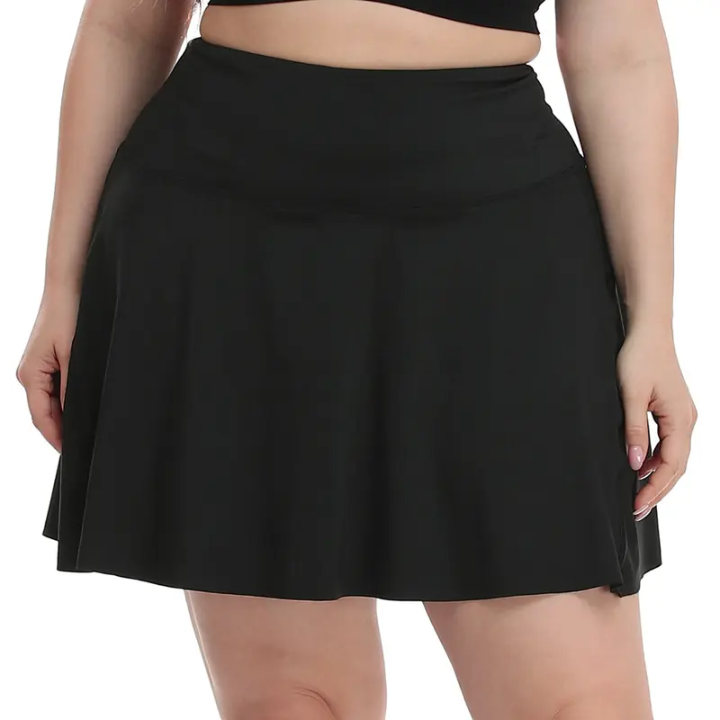 HDE Women's Plus Size Stretchy Sporty Skirt Skort - Polyester Blend (10% Spandex), Elastic Wide Waistband, Tummy Control, Pockets, Built-in Chafe-free Shorts, Quick Dry, UPF 50 Rating (1X, 3X Available) for Tennis, Golf
