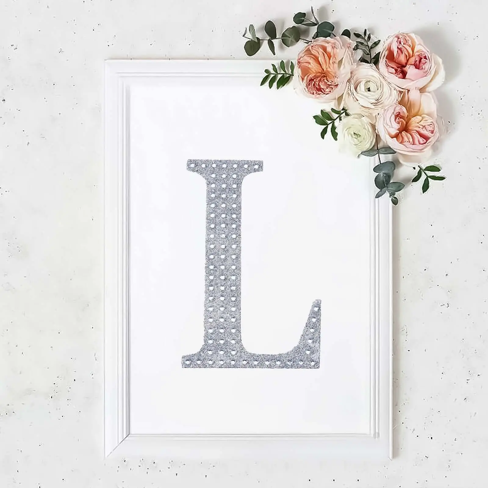 8" Silver Rhinestone Decorative "L" Letter Stickers, Glitter Adhesive DIY Craft Embellishments for Scrapbooking & Stamping