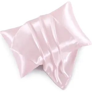 Satin pillowcases with zipper (20x26), standard size pillowcases set of 2, blush pink silk pillowcase for hair and skin