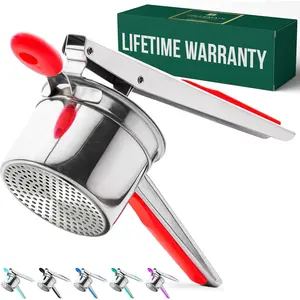 15 oz Large Potato Ricer | Heavy-Duty Stainless Steel Potato Ricer & Masher |  for Mashed Potatoes | Ricer Kitchen Tool with Fixed Disc (Red)