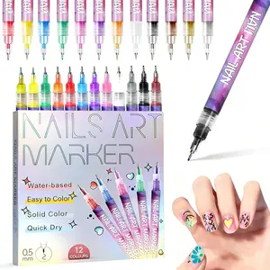 Holiday haul-New Year's gift-12 Color Nail Doodle Pen DIY Nail Art Quick Drying Acrylic Painting and 3D Dot Embroidery mma acrylic nail - On Nails Quick Drying Dot Stitching Nail Art Pen for Home and Salon, Nail Care Cutics Manicure Polish Cosmetic