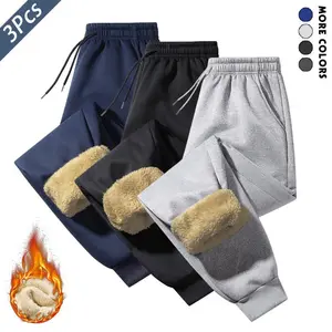 3-Pack Fall & Winter Fleece-Lined Warm Casual Athletic Pants, Comfortable & Skin-Friendly Jogger Pants, Fleece Sweatpants Suitable for Everyday Wear — Casual Dates — Hiking — Outdoor Sports, etc. — As a Gift