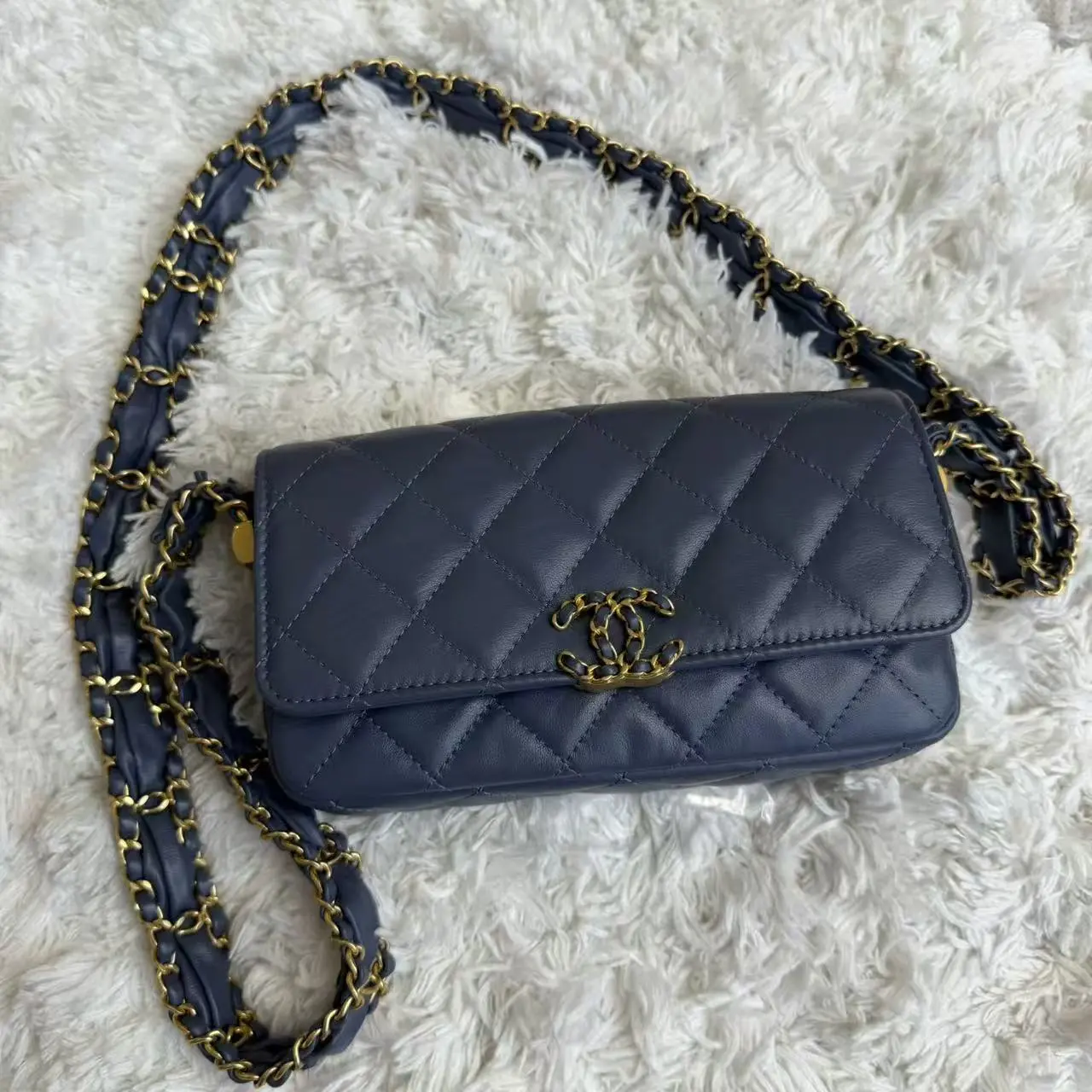 Pre-owned CHANEL Lamb skin Crossbody Bags Leather Interwoven CC Rectangular Mini Flap Bag, Luxury Clutch & Wristlet