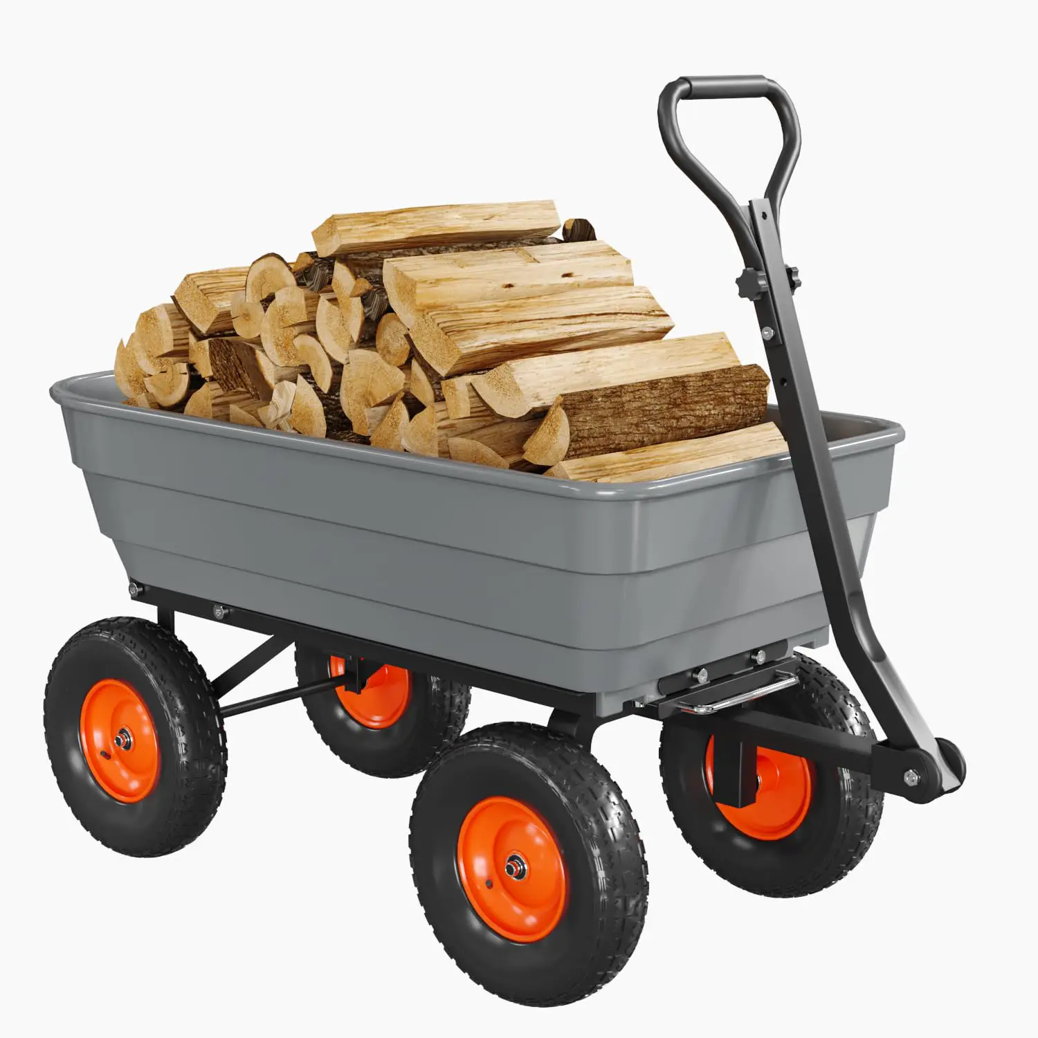 Heavy Duty 600lb 1200 lb Poly Garden Cart | Quick-Dump Towable Utility Wagon & Wheelbarrow for Lawn, Yard, Soil & Rocks