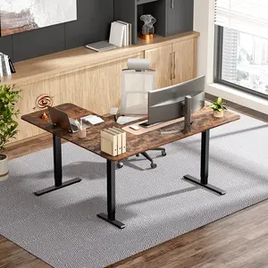 VVENACE 63 x 55 inch L Shaped Electric Standing Desk with 3 Split Boards, Adjustable Height 27.9" to 46.8", 4 Memory Presets, Quiet Motor <50 dB, Anti-Collision System, 5-Year Warranty for Home Office