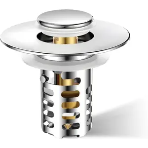 Bathroom Sink Drain Strainer,Universal Fit 99% Bathroom Sink Stopper, Anti-Clog Stainless Steel Drain Filter Basket, Removable Sink Drain for Bathroom Sink Stopper for (1.18'' to 2.36'' inch) Drain