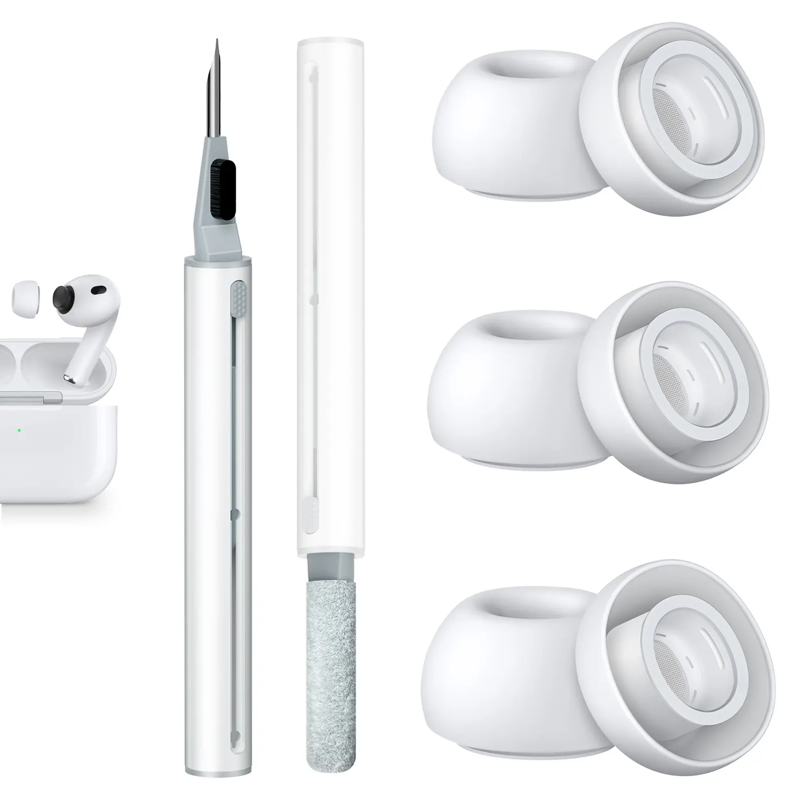 Ear Tips for AirPods Pro 3  with Cleaning pen, Top-Injected Foam Silicone, Secure Fit, Superior Comfort, Enhanced Noise Cancellation, Excellent Sound Quality