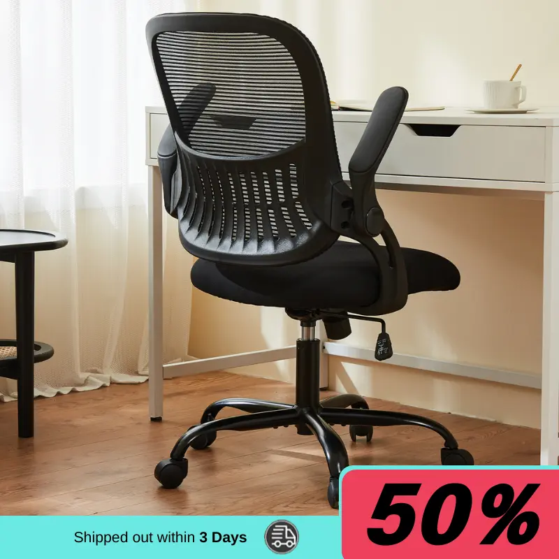 Deep Black Commercial Office Drafting Stool - Ergonomic Tall Counter Height Adjustable Rolling Chair with Fixed Armrests, Comfortable Lumbar Support for Standing Desks