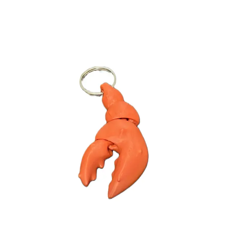 Lobster Claw Keychain - Orange Plastic Design with Metal Ring