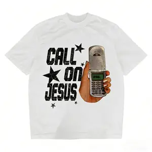 Womens Graphic Tees Summer Vintage Short Sleeve Cotton Call On Jesus Printed T Shirts Tops