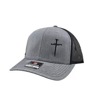 Richardson 112 Embroidered Three Nail Cross Snapback Trucker Hat Classic Style with Adjustable Fit and Breathable Mesh Back