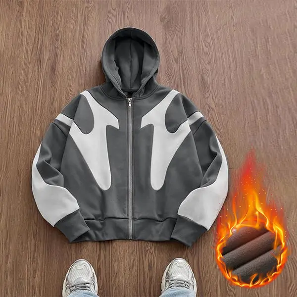 Men's Winter Fleece Lined Thick Cardigan Zip Up Hooded Polar Fleece Jacket Cold Weather Warm Casual Loose Versatile Top Coat Men