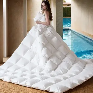 White Goose Down Comforter Queen/King/Cal King Size Noiseless Duvet Insert with Tabs Solid White 100% Cotton Cover Medium Warm Soft Down Feathers Comforter king  size