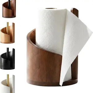 2026 New Mountain Paper Towel Holder, Countertop Style, Natural Mango Wood Base, Iron Stand, Kitchen Storage, Table Placement, Home Decor