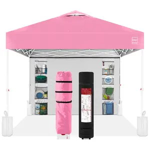 Best Choice Products 10x10ft Easy Setup Pop Up Canopy, Portable Tent w/ Side Wall, 1-Button Push, Case