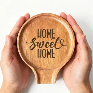 1pc "Home Sweet Home" Cursive Print Wooden Spoon Rest, Natural Wood Kitchen Utensil Holder for Ladles, Spoons & Cooking Tools, Rustic Countertop & Stovetop Organizer, Perfect Sweet Homewarming Gift for New Homeowners