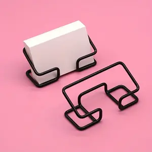 1pc Iron Art Business Card Holder, Desktop Black Card Organizer, Creative Metal Display Storage Stand
