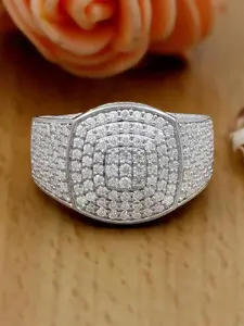 Rhinestone Decorated Ring, Fashion Accessories for Women, Elegant Jewelry for Wedding, Party, Anniversary Daily Clothing Decor, Trendy All-match & Exquisite Jewelry for Birthday/Anniversary Gift, Geometric Design Ring
