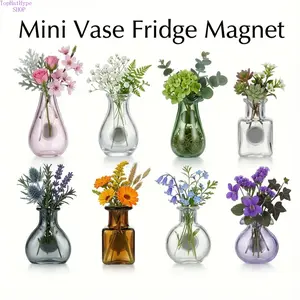 Teacher Appreciation Mini Hydroponic Vase Fridge Magnet Set, Clear Glass Propagation Station for Real Flowers, Cute Kitchen & Locker Decor, Creative Gift for Teachers, Graduation, Nurses Week & Home Office Decoration