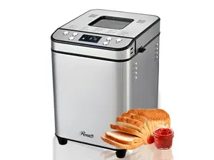 Rosewill 25-in-1 Automatic Bread Maker Machine with 3 Loaf Size up to 2LB, 700W High Power Dual Heater Bread Maker with BPA-free Nonstick Coating Pan, Max 15 Hours Delay Timer, Low Noise - Silver