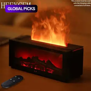 USB Powered Flame Fireplace Diffuser, Simulated Fireplace Flame Humidifier, Multicolor LED Fireplace Aromatherapy Diffuser, Desktop Humidifier, Can be timed, with remote control, for Home, Office, Holiday and Christmas Gift #GLOBAL PICKS