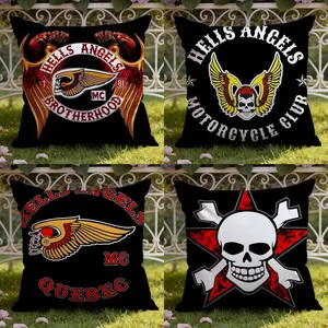 Hell Angels logo Cushion Cover Ultra-Soft Reversible Plush Pillow Cover Perfect for Car Rides Sofa Lounging Bedroom Relaxation Heartfelt Gift for Family & Friends