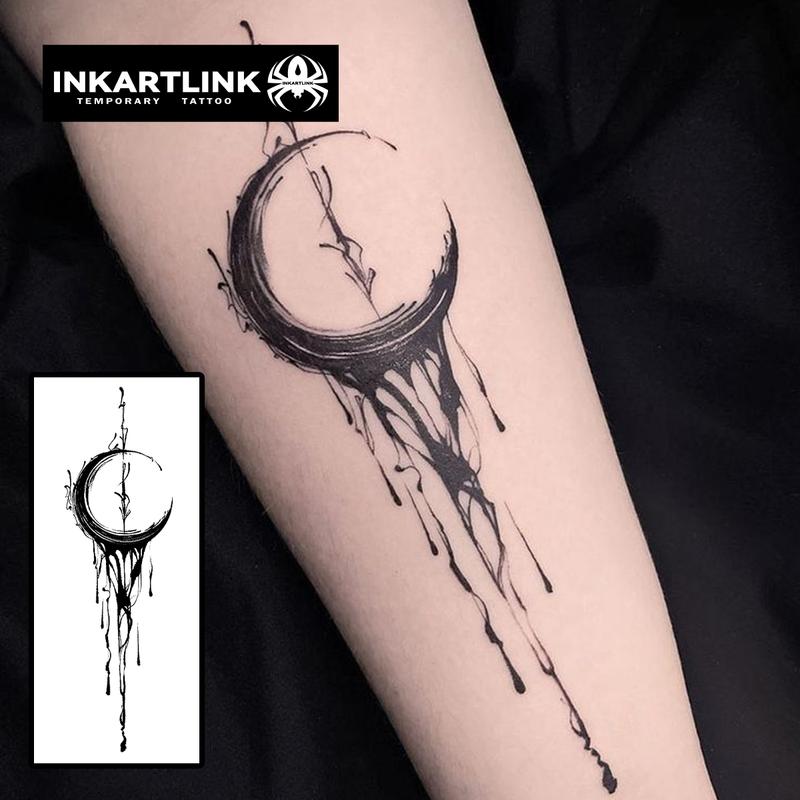 INKARTLINK Tattoo Tech, 2 Sheets Semi-Permanent Temporary Tattoos ,Nocturne Streak,Adult Art Design,Lasts 1-2 Weeks, Waterproof, Realistic Look, No Adhesive, No Reflection,For Man And Woman,Ideal for Swimming, Party