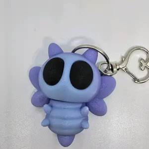 Bumble Bee Flexi Keychain - Character Design with Black Eyes & Purple Details, Includes Keyring Attachment