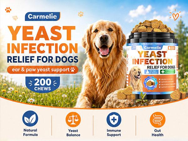 #backtoschool #sohochicCarmelie Yeast Infection Treatment for Dogs, 200 Chews Yeast Balance Healthy Itch Relief, Ear & Paw Odor Care, Allergy Supports, Helps Relieve Yeast Overgrowth,  Chinken Flavor, Safe for All Ages Dogs,back to school