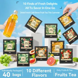 Tea Bag Samples, 40 Tea Bags Individually Wrapped In Pyramids(10 Different Fruits Flavors ), Tea Samples Gifts For Tea Lovers, Tea Gift Sets, Holiday Gift, For Office & Party, Independence Day Gifts