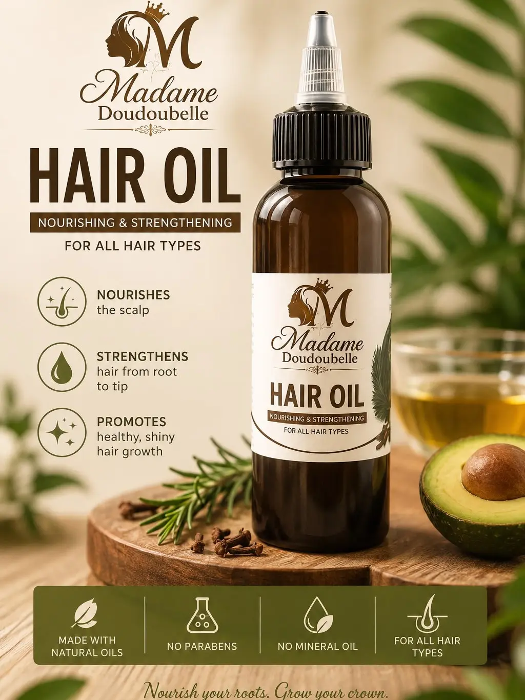 Mme Doudou 4 oz hair oil