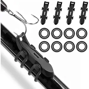 Hook Keeper for Fishing Rod, [4Pcs]   ic Fishing Hook Keeper, HK2F Fishing Bait Holder with 2 Sizes Rubber Rings, Fishing Hook Holder Quick Installation