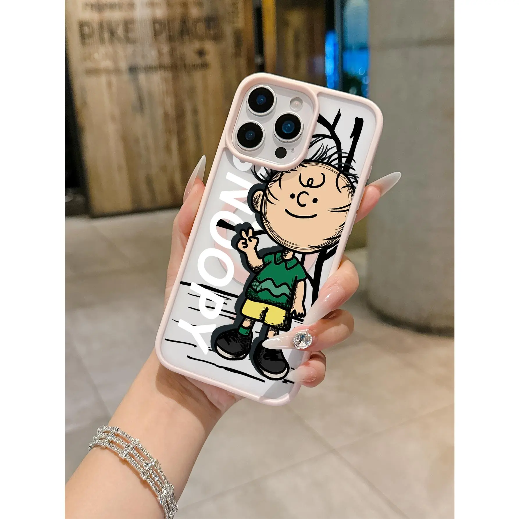 1-piece Charlie Brown Big Snoopy Pattern Macaron Pink Magnetic Phone Case for iPhone 11/17 Pro Max, Compatible with Galaxy S25/S24/S23 Ultra. A perfect gift for birthdays, Valentine's Day, or for couples.