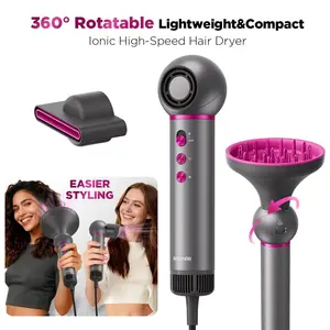 BABONIR 360° Rotatable Hair Dryer, High-Speed Blow Dryer for Fast Drying, 110,000 RPM Lightweight & Compact Hair Blow Dryer with Diffuser, Concentrator, Rotatable Head, Cool Shot, Portable Hairdryer for Home Travel,Christmas Gifts Holiday Gift
