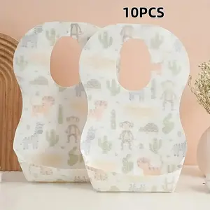 10pcs Disposable Bibs for Eating, Waterproof Drool Bibs for Kids and Seniors, No Wash Feeding Bibs, Easy Clean Mouthguard