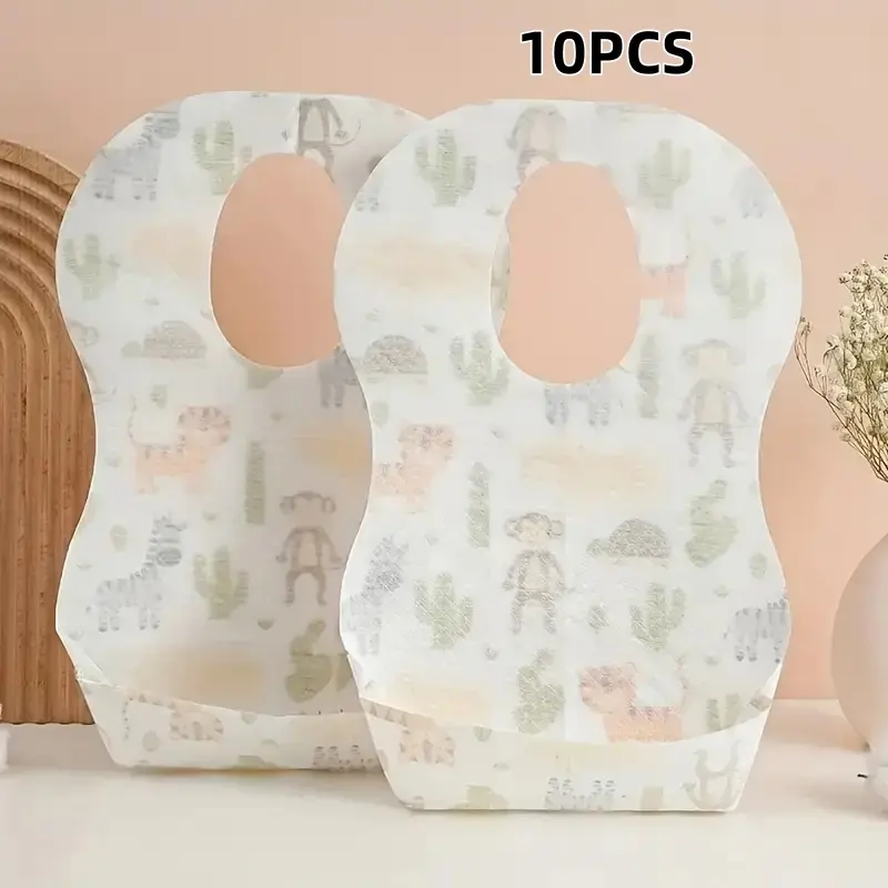 10pcs Disposable Bibs for Eating, Convenient Waterproof Drool Bibs for Babies, Kids and Seniors, No Wash Feeding Bibs, Toddler Bib, Easy Clean Mouthguard