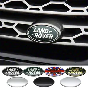 Land Rover Abs Metal Grille Emblem + Base, Waterproof Sunproof Wear-Resistant, Universal Car Decoration Sticker for Defender, Range Rover, Discovery