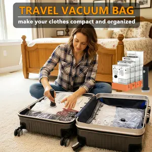 5-Pack Large/Medium/Small Vacuum Storage Bags, suitable for duvets, blankets, and clothing— vacuum sealing compression bags with manual pump —space-saving storage bags ideal for bedding, moving, travel, and organizing items, Cordless Travel Vacuum Bag Set