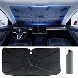 Windshield Sun Shade Umbrella - [Vinyl Coating Heat Shield] Protect Car from Sun Rays & Heat Damage Keep Cool and Protect Interior, Spring Structure Edge Medium.