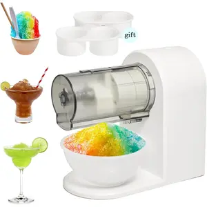 Electric Snow Cone Machine for Kids Party, Shaved Ice Maker with 2 Reusable Ice Mold Cups, Portable Shaved Ice Machine for Home, Easy DIY Slushies & Frozen Treats, White Snowcone Maker, Perfect for Summer Refreshments