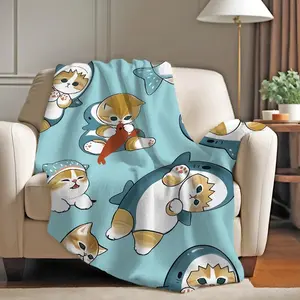Cartoon M-Mofusand C-cat Cute Blanket Warm And Soft Suitable For Bedroom Living Room Sofa Bed Office Travel Camping,Gift Ideas, Gift for Him & Her