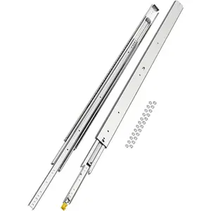 VEVOR Drawer Slides with Lock, 1 Pair 48 inch, Industrial Drawer Slides up to 500 lbs Capacity, 3 - Fold Full Extension, Ball Bearing Lock - in Lock - Out, Side MountVEVOR Super Brand Day