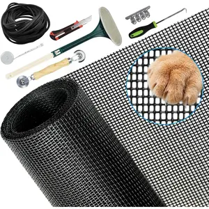 Pet Screen and Screen Repair Kit, Thicken Pet Window Screen - DIY Screen Mesh for Windows Doors and Screen for Pet Resistant,36’’ x 100’’,Black