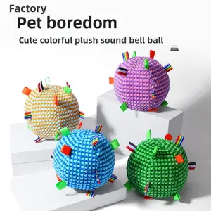 Pet Toy Ribbon Sound Ball, Dog Toy, Interactive Bell Rolling Ball for Teasing and Throwing, Pet Toy, Cat Teething Toy