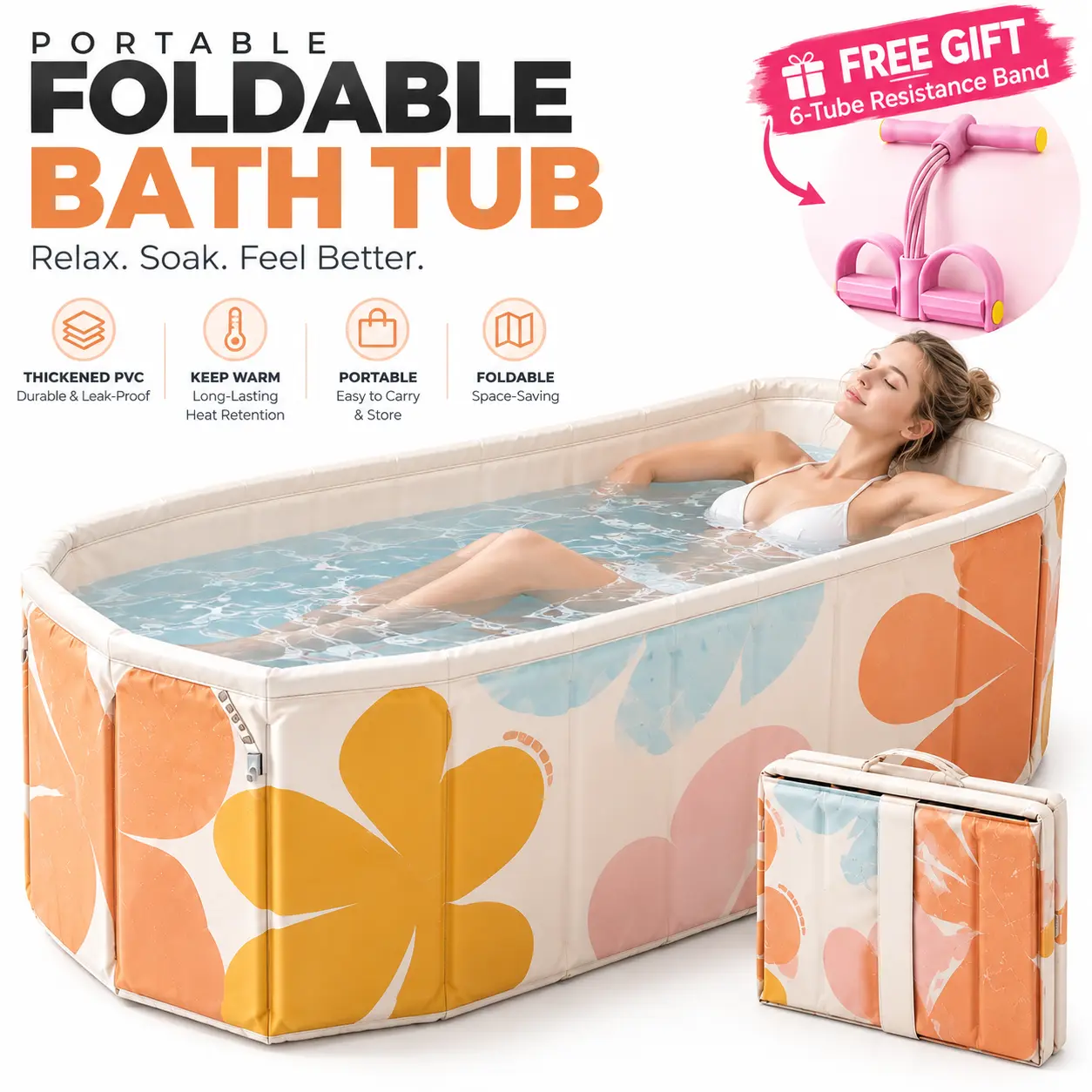 Portable Insulated Ice Bath Tub for Adults - Extra-Large No-Inflation Folding Tub with Cover, 5-Layer Thermal Structure, Fast Drain for Home & Outdoor Athlete Cold Plunge Therapy collapsible bucket backyard household use
