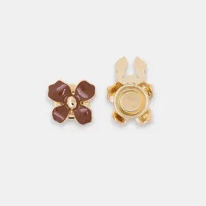 Buttonvena RETRO DAHLIA - 1 SET(2pcs) Vintage Flower Button Covers for Shirts – No-Sew Clip-On Clothing Accessories 1et
