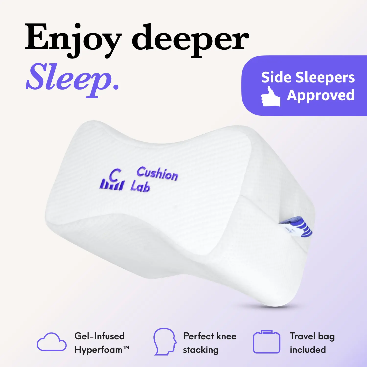 Cushion Lab | Side Sleeper Knee Pillow — Sleep Deeply, Every Night — Memory Foam Knee Pillow for Side Sleepers & Hip Alignment Cushion Lab | Side Sleeper Knee Pillow — Sleep Deeply, Every Night — Memory Foam Knee Pillow for Side Sleepers & Hip Alignment