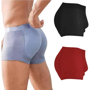 Nylon Men's Underwear Ice Silk Breathable Butt-Lifting Padded Mesh Seamless Hip Lifter Shape Boxer Brief