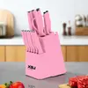 15-piece pink knife set